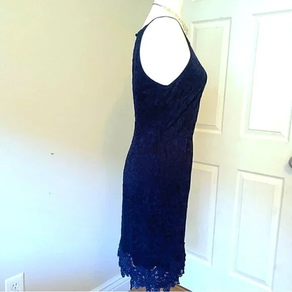 Francesca’s Blue Rain Navy Lace Mini Dress - Picture 5 of 16
